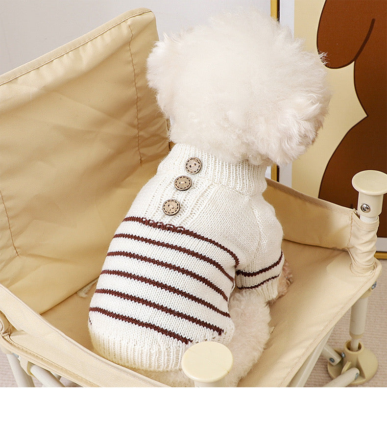 Button Horizontal Stripes Knit