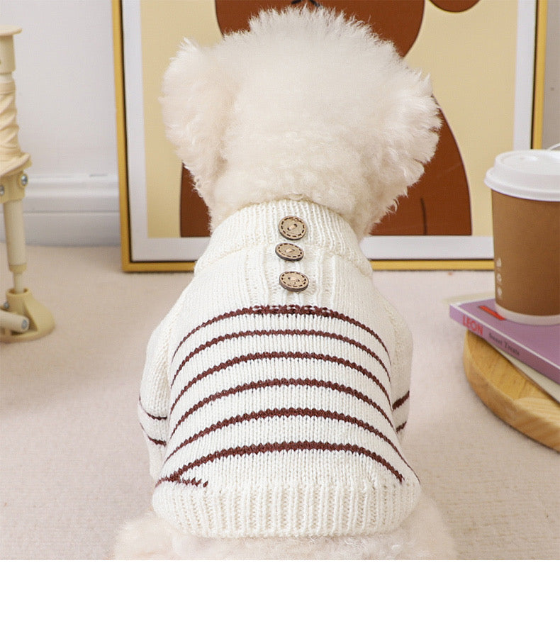 Button Horizontal Stripes Knit